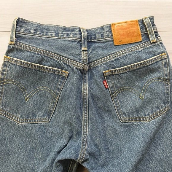 Levi's 501 Distressed Jeans, Medium Wash, Button Fly, W26 - Picture 5 of 9